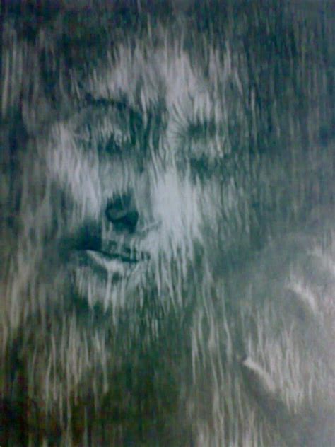 Behind A Watery Glass Window Pencil On Papera4 Drawing