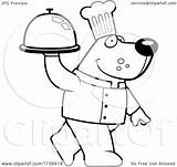 Chef Bear Carrying Platter Walking Clipart Cartoon Outlined Coloring Vector Thoman Cory Regarding Notes sketch template