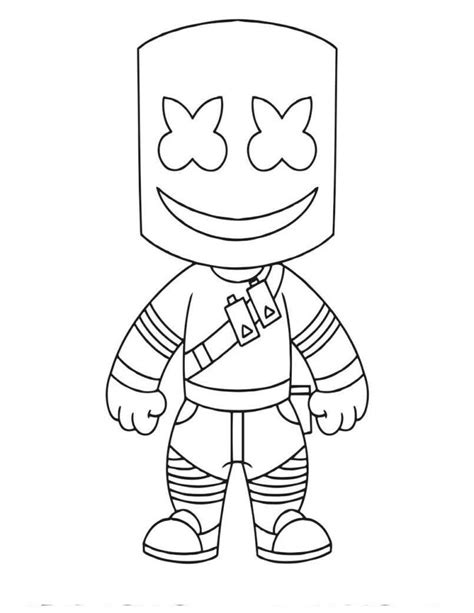 cute baby smiling marshmello  fortnite coloring page  printable
