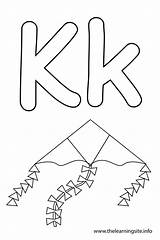 Letter Kk Alphabet Tracing Flashcards Coloring Kite Outline Calendar sketch template