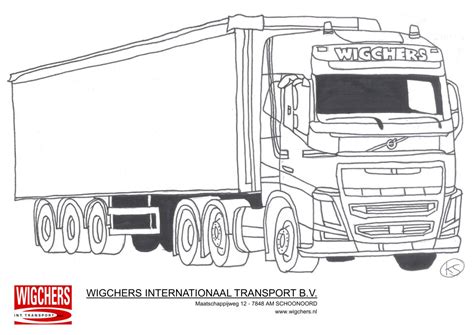 kleurplaat volvo en iveco vrachtwagen wigchers transport