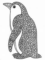 Zentangle Ausmalbilder Mandala Mandalas Pinguin Adults Coloring4free Penguins Ausmalbild Mycoloring Pinguine Erwachsene sketch template