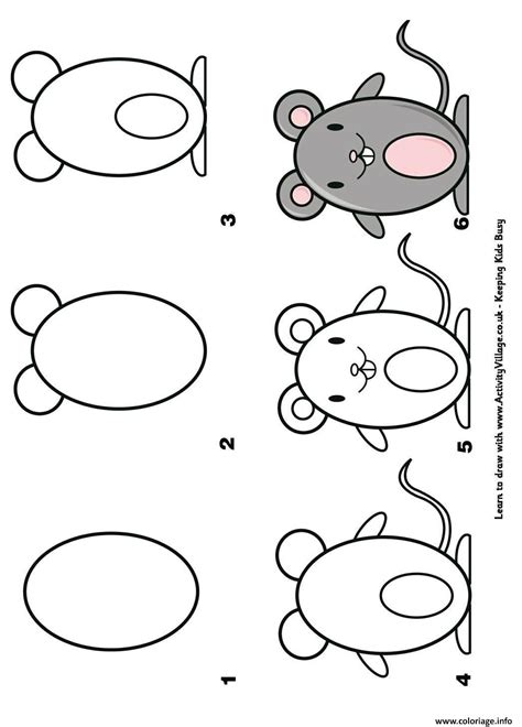 coloriage comment dessiner une souris etape par etape jecoloriecom