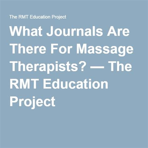 what journals are there for massage therapists massage therapist