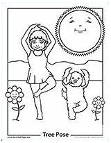 Yoga Coloring Kids Pages Pose Poses Colouring Tree Earth Printable Book Printables Kid Children Choose Board sketch template