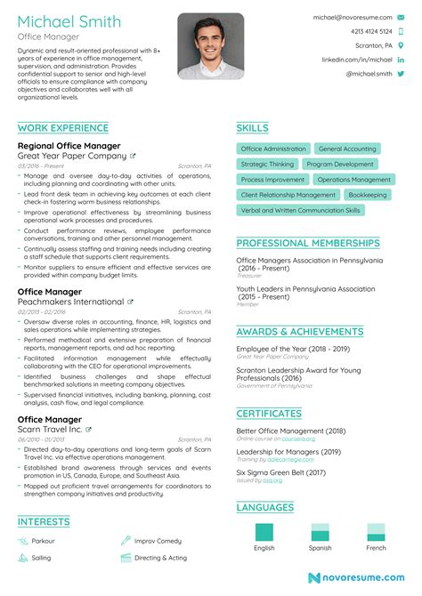 office manager resume template word