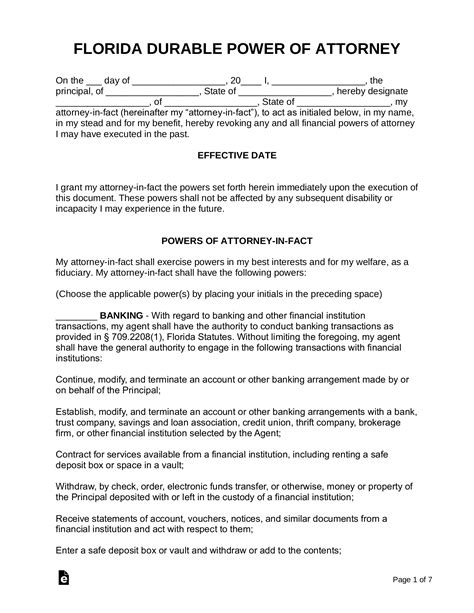 power  attorney form florida    experience power