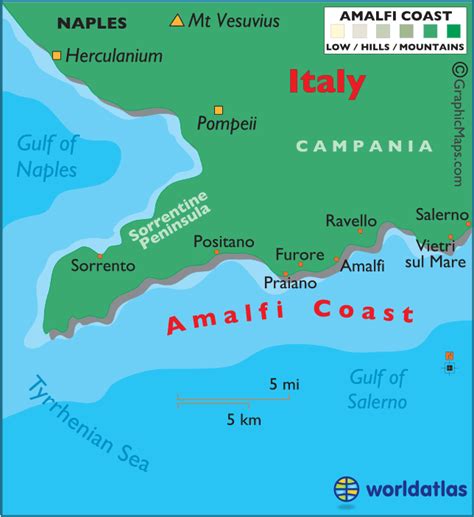 amalfi coast large color map