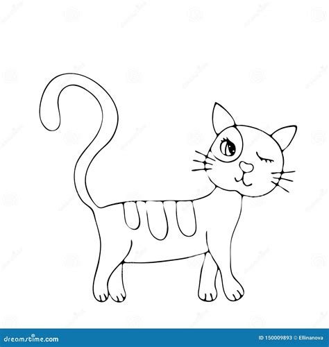 vector coloring page outline  cartoon cat coloring book  kids