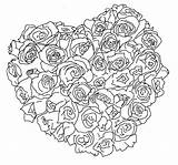 Coloring Bouquet Rose Heart sketch template