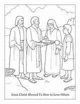 Coloring Jesus Others Showed Lds Pages Clipart Christ Loaves Fishes Lesson Serving Feeding Five Fish Helping God Color Another Two sketch template