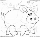 Coloring Outline Surrounded Flies Piggy Stinky Clipart Royalty Illustration Rf Pams Background sketch template
