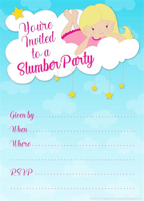 printable slumber party invitations slumber party invitations