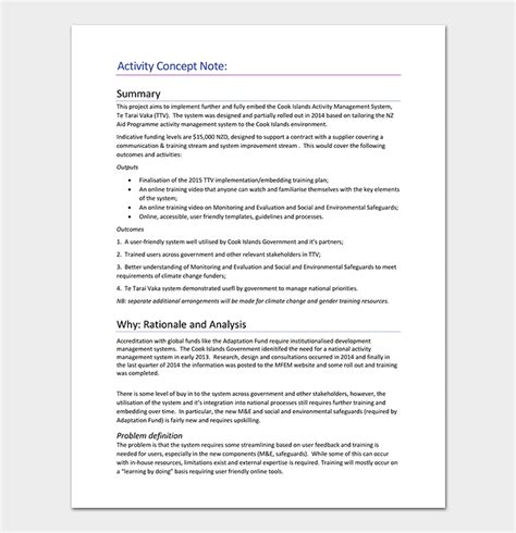 activity concept note template