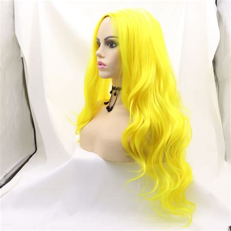 bright yellow wigs long yellow wigcosplay wig party wig etsy