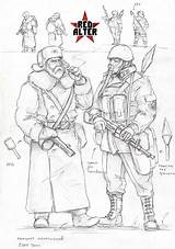 Apokalypse Coloring Designlooter Charakter Konzeptkunst Punk Armee Unheimlich Scifi Rote Soldaten Menschen Diesel sketch template