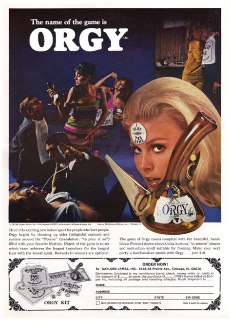 1960s advertisement for the party game orgy funny vintage ads retro