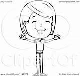 Girl Teenage Happy Cartoon Adolescent Coloring Outlined Clipart Thoman Cory Vector sketch template