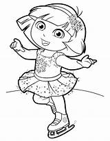 Dora Coloring Skating Pages Ice Printables Adventure Doratheexplorertvshow sketch template