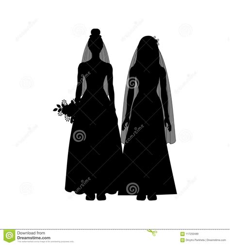 same sex wedding silhouette stock vector illustration of