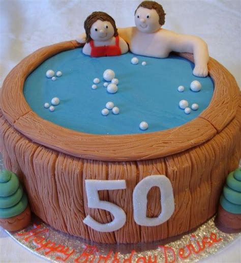 Fiftieth Birthday Cake In Hot Tub Theme
