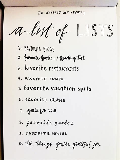 list  lists  lettering practice