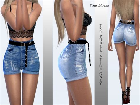 Denim Shorts With A Long Belt By Sims House At Tsr Sims 4 Updates