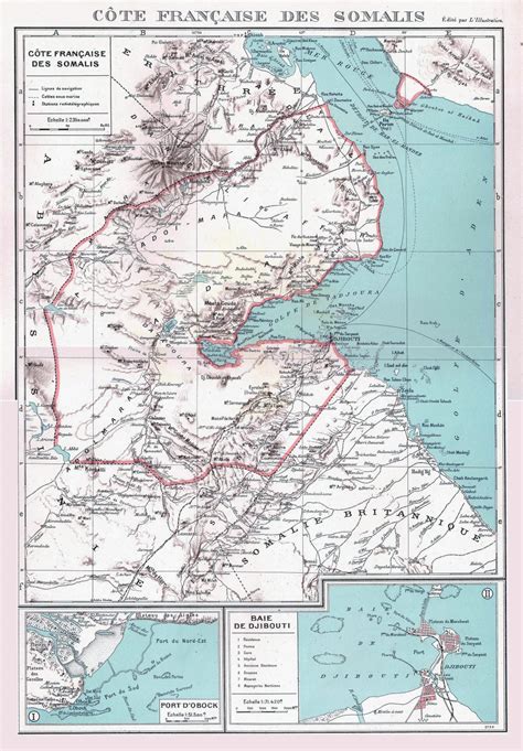 Large Detailed Old Map Of Djibouti With Relief Djibouti