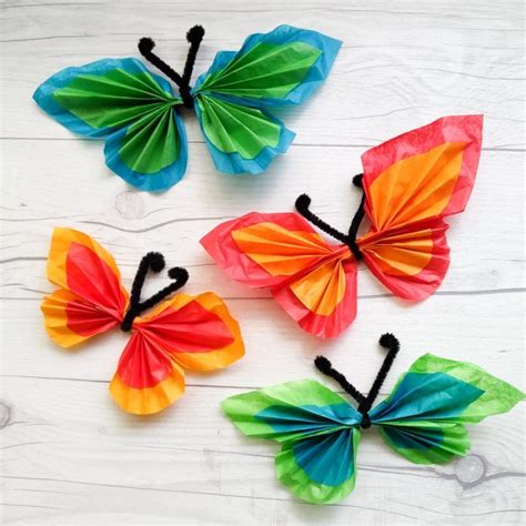 tissue paper butterfly mobile craft   takes tissue paper