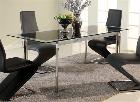 black glass extendable dining table  chrome legs philadelphia