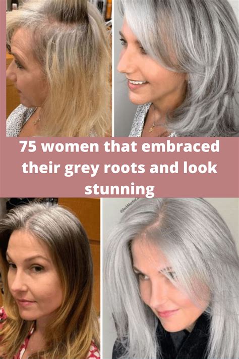 women  embraced  grey roots   stunning hair color