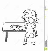 Drawing Boy Little Kid Cartoon Table Wiping Coloring Tables Silhouette Fishing Getdrawings Drummer sketch template