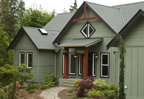 green exterior paint exterior rustic  black trim green exterior