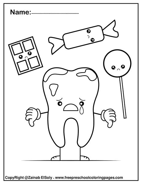 printable kindergarten dental coloring pages