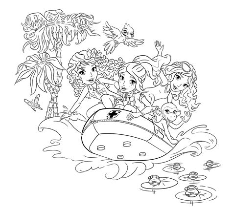 lego rubber boat coloring page  girls printable  lego friends