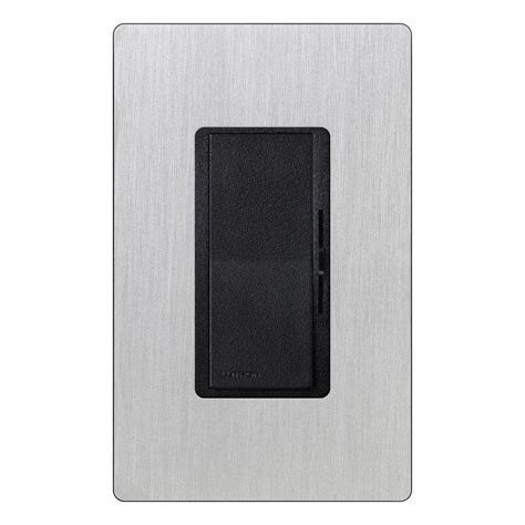 lutron diva  watt single pole preset dimmer black  stainless steel wall plate dv phw