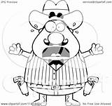 Scared Chubby Cowboy Wild Male West Clipart Cartoon Cory Thoman Outlined Coloring Vector 2021 sketch template