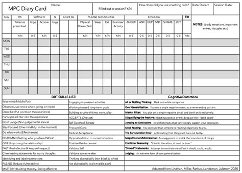 mpc diary card middle path counseling mo