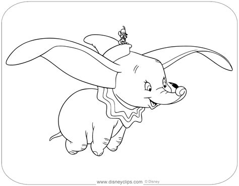 coloring page  dumbo flying  timothy mouse disney dumbo