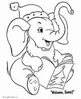 Coloring Christmas Elephant Pages Printable Animals Colouring Animal Card Kids Cute Color Santa Elephants Little Sheet Sheets Holiday Claus Awesome sketch template