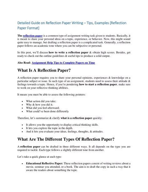 write  reflection paper important tips format