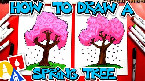 draw  cherry blossom spring tree art  kids hub