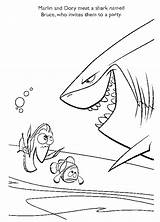 Nemo Shark Tiburon Squalo Findet Bruto Hai Dory Tiburones Malvorlagen Marlin Buscando Nigel sketch template