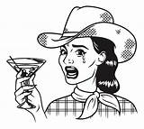 Martini Coloring Vintage Drinking Crying Retro Cowgirl Getcolorings Getdrawings sketch template