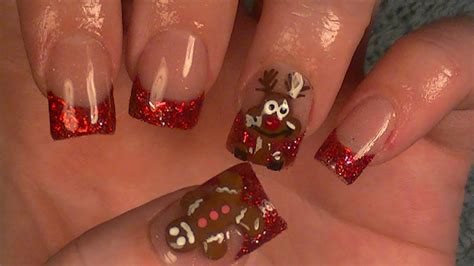 christmas acrylic nails gingerbread man reindeer youtube