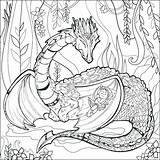 Coloring Mythical Pages Creatures Creature Magical Fantasy Celestial Mystical Animal Color Adults Printable Adult Mythological Seasonings Dragon Print Colouring Book sketch template