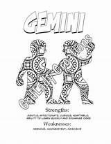 Gemini Coloring Pages Zodiac Horoscope Adult Sign Print Color Choose Board Astrology Signs sketch template