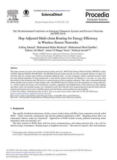 hop adjusted multi chain routing  energy efficiency  wireless sensor networks
