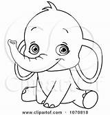 Elephant Baby Sitting Clipart Outlined Coloring Illustration Vector Cute Yayayoyo Royalty Kids Clip Sheets Small Pink sketch template