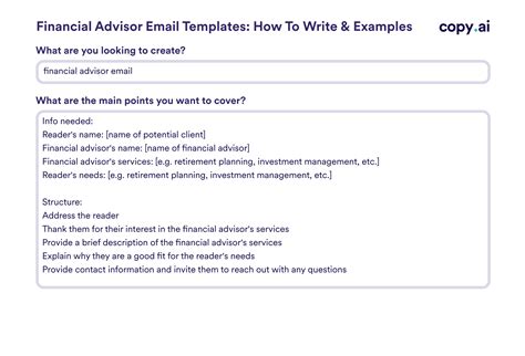 financial advisor email templates   write examples